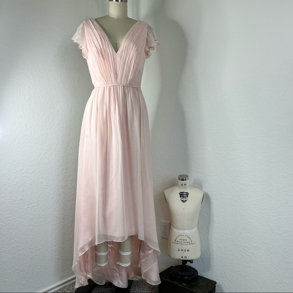 Jill Stuart Chiffon Ruffle Hi Lo Layered Bridesmaid Summer Wedding Dress - Picture 2 of 12